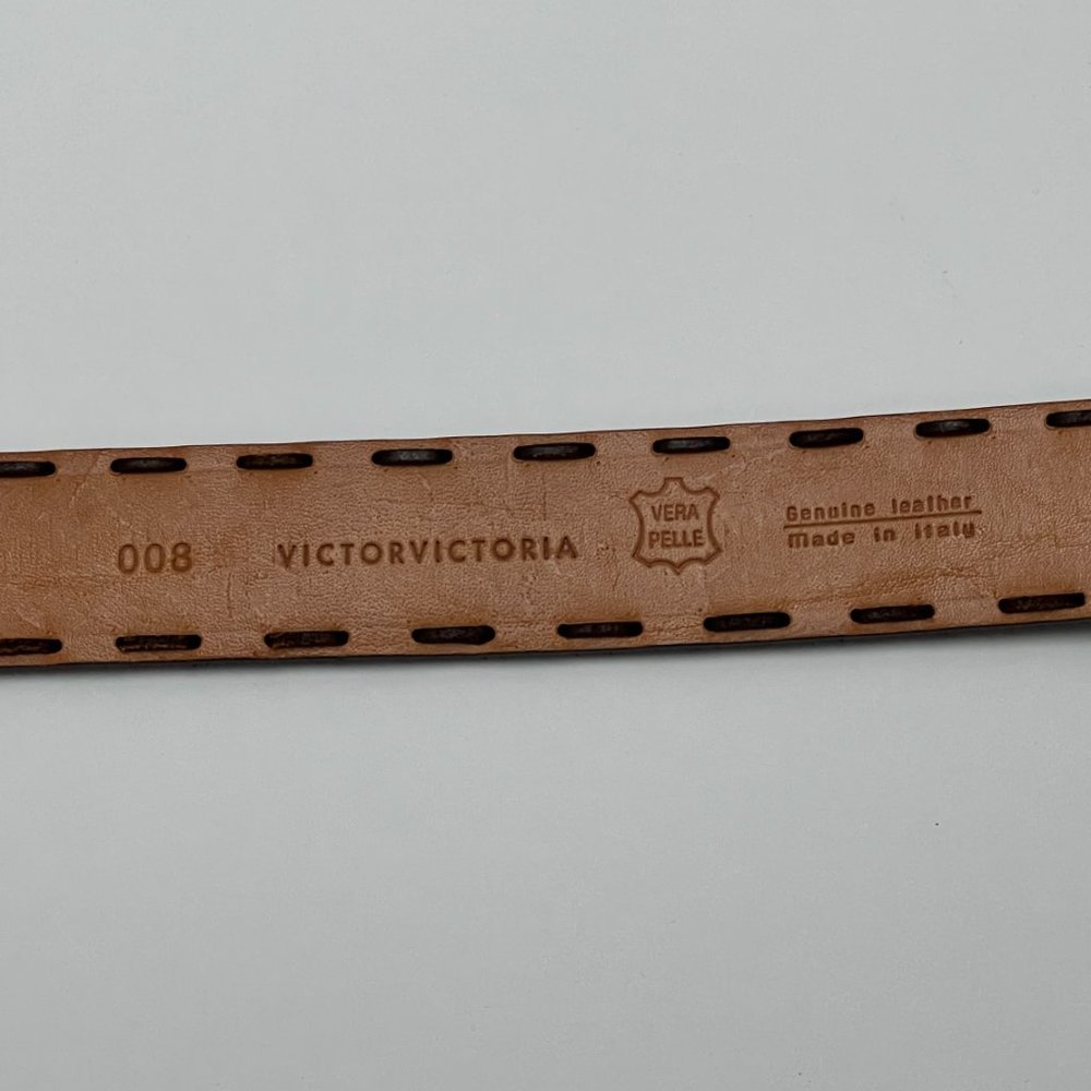 ❣️ LIKE NEW ❣️VICTOR VICTORIA Suede Leather Belt Italy 32" - 38" Waist Brown - Picture 10 of 13